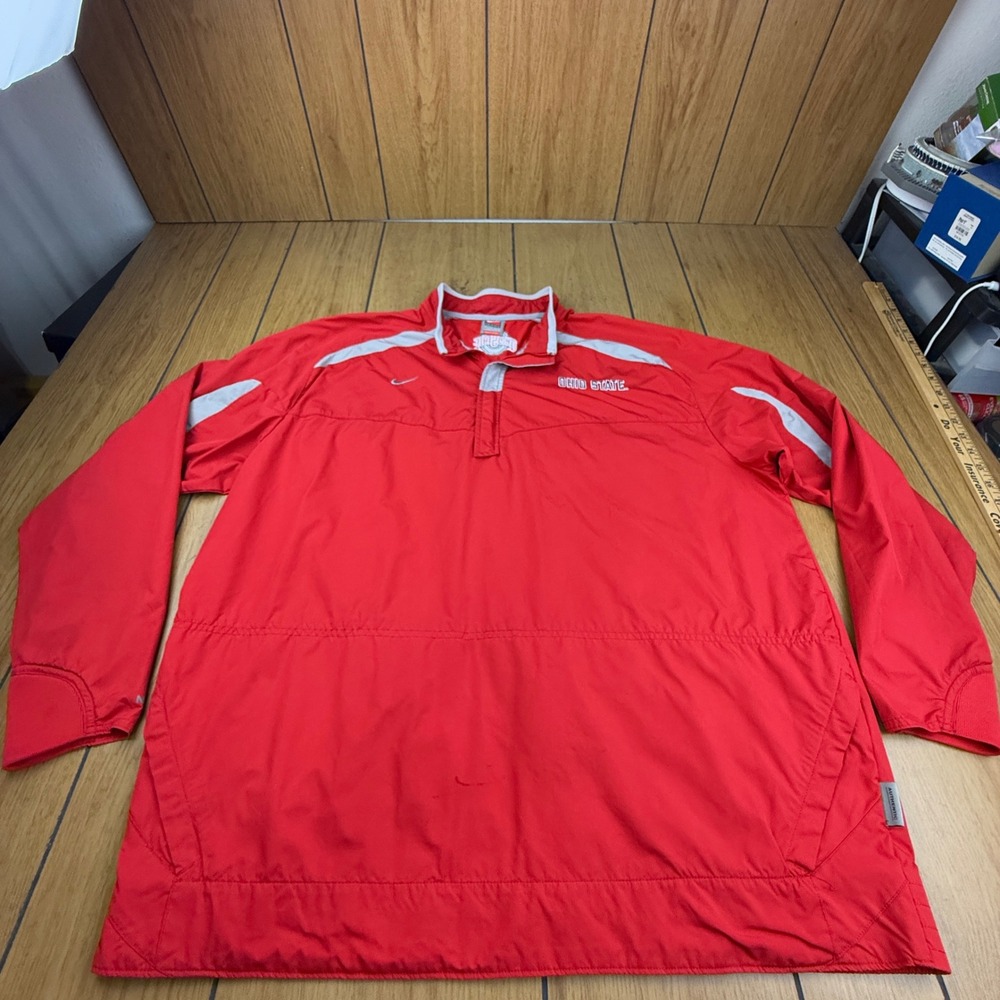 Nike Team Ohio State Buckeyes Pullover Windbreaker Red Grey XL Nike FIT STORM
